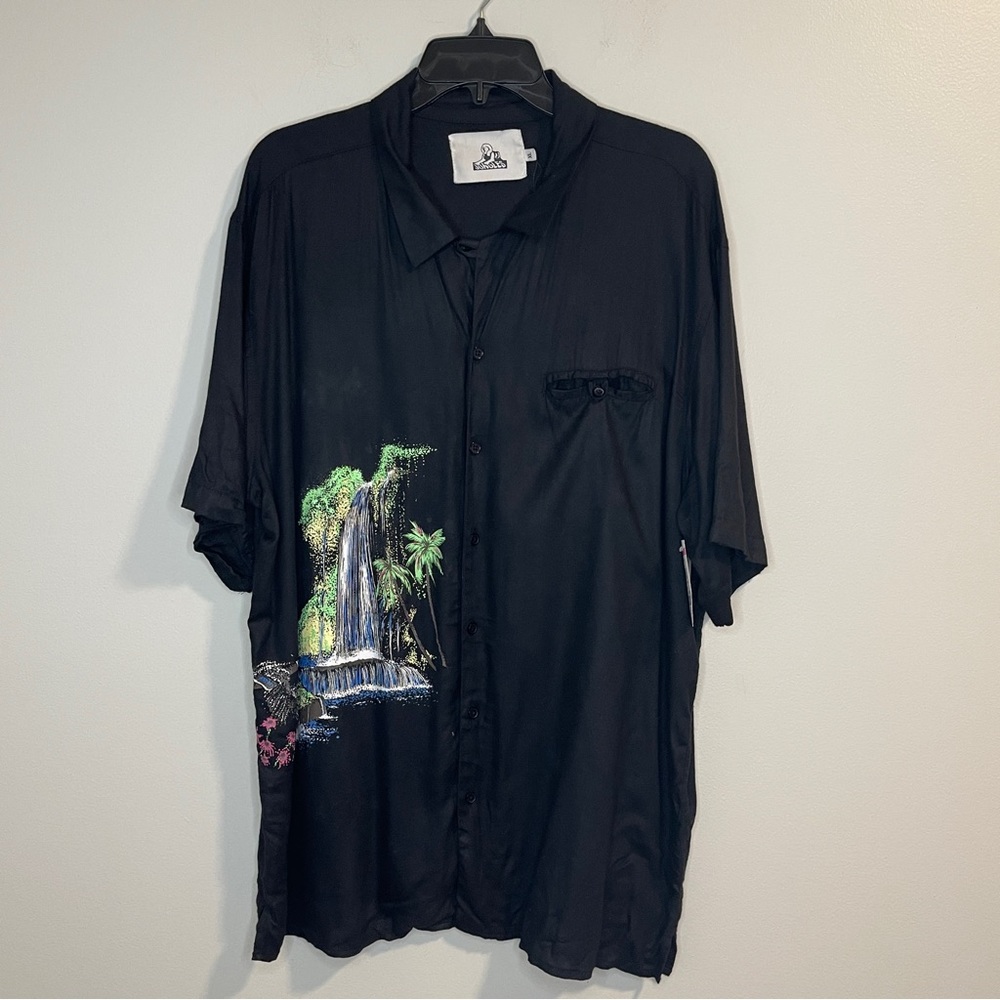 JUNGLES WATERFALL BUTTON UP SHIRT (BLACK) XL